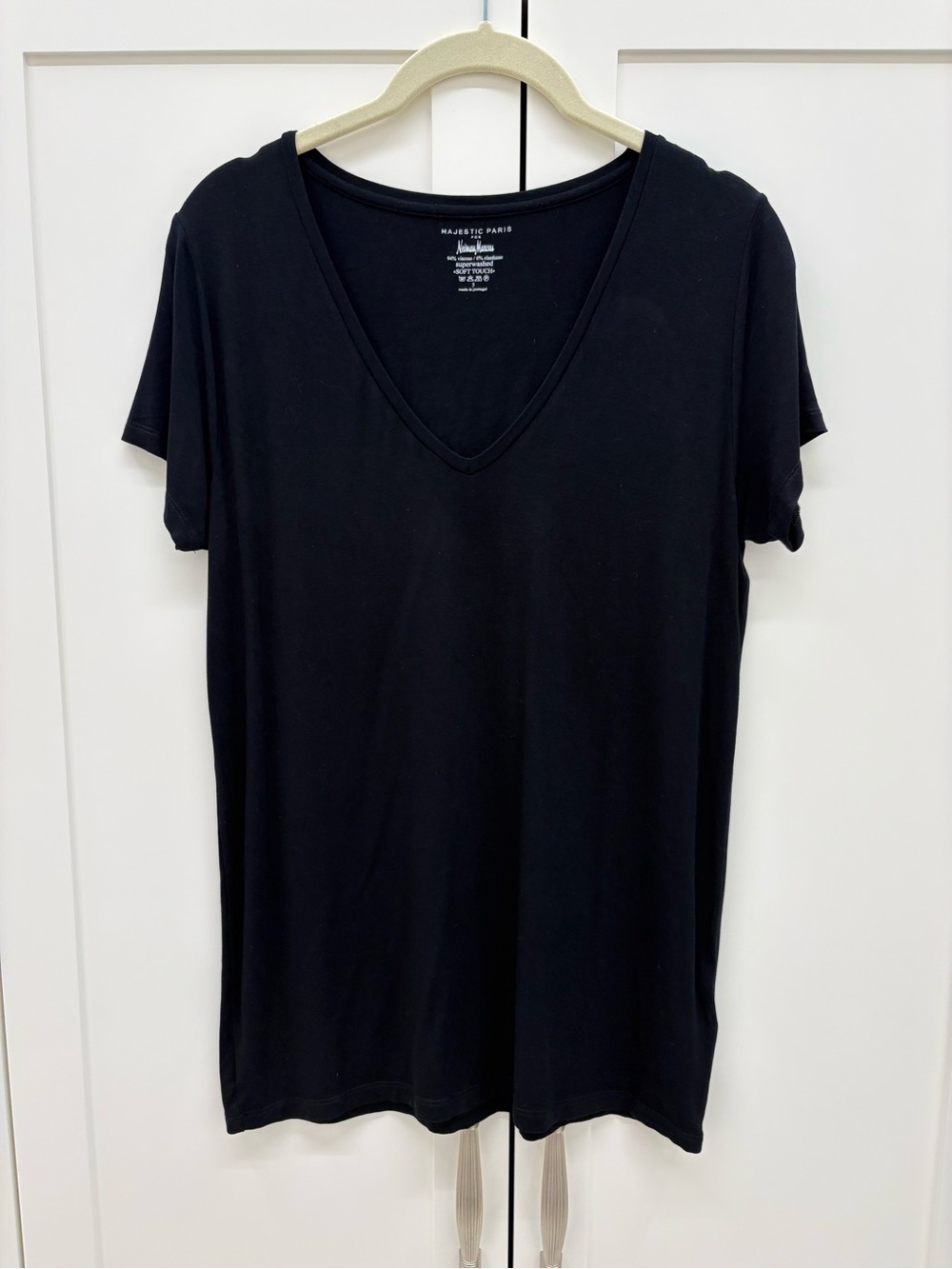 Majestic Black V-Neck Short Sleeve Tee
